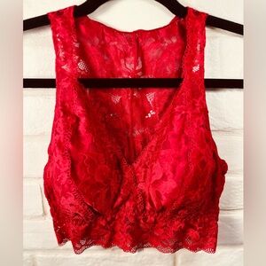 NWT Soma Embraceable Signature Lace Pull On Bralette M Medium Raphael Red #0378